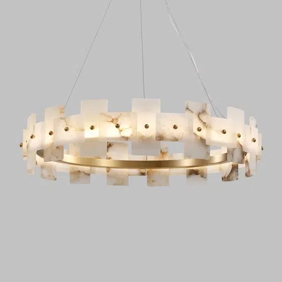 D60/80cm Bronze Copper Alabaster Pendant Light in Copper and Alabaster, product photograph