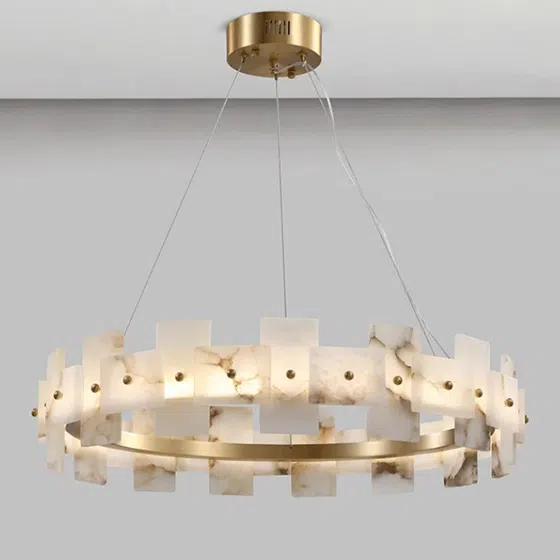 D60/80cm Bronze Copper Alabaster Pendant Light in Copper and Alabaster, detail view