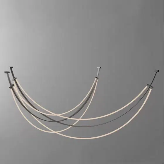 Brown White Leather Silicone Pendant Light in Leather and Silicone and Iron, installed view
