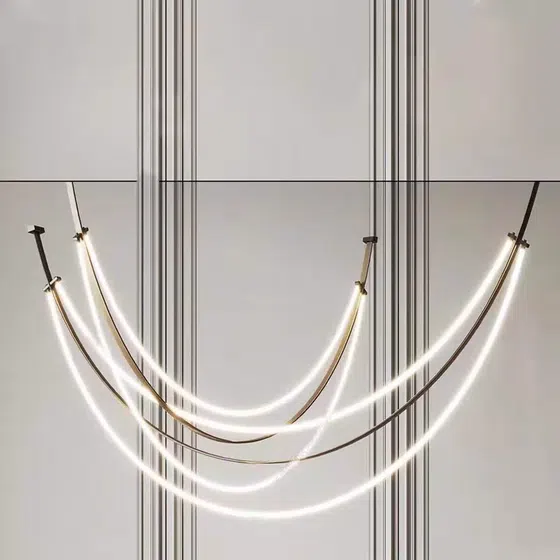 Brown White Leather Silicone Pendant Light in Leather and Silicone and Iron, scale view