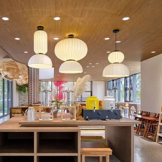 D50cm Bubble White Silk Pendant Light in Iron and Silk, scale view