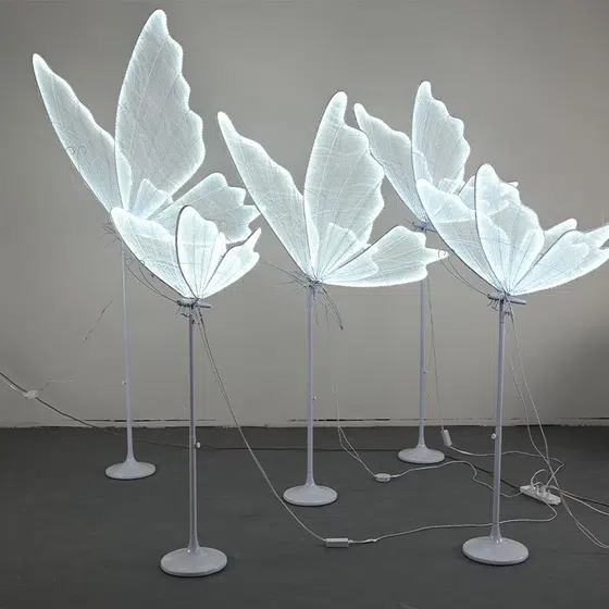 Butterfly LED Wedding Floor Lamp in Iron and Fabric, product photograph