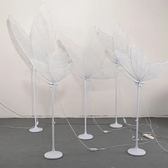 Butterfly LED Wedding Floor Lamp in Iron and Fabric, installed view