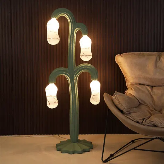 Cactus Type Glass Resin LED Floor Light in Glass and Resin, detail view