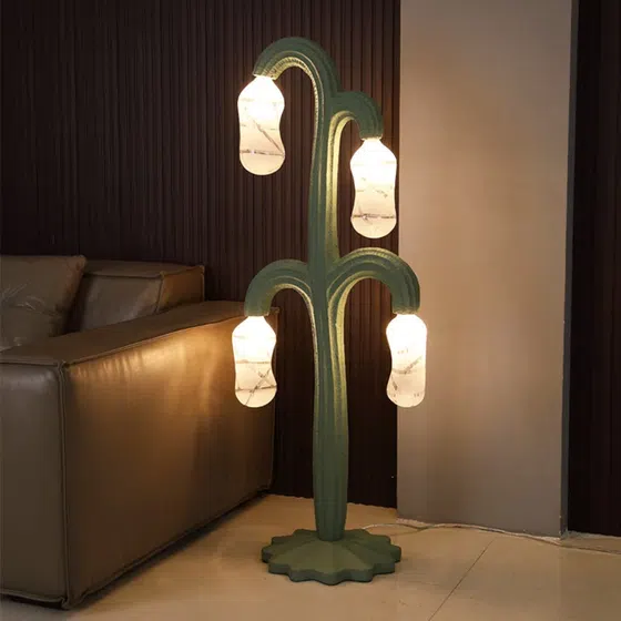 Cactus Type Glass Resin LED Floor Light in Glass and Resin, installed view