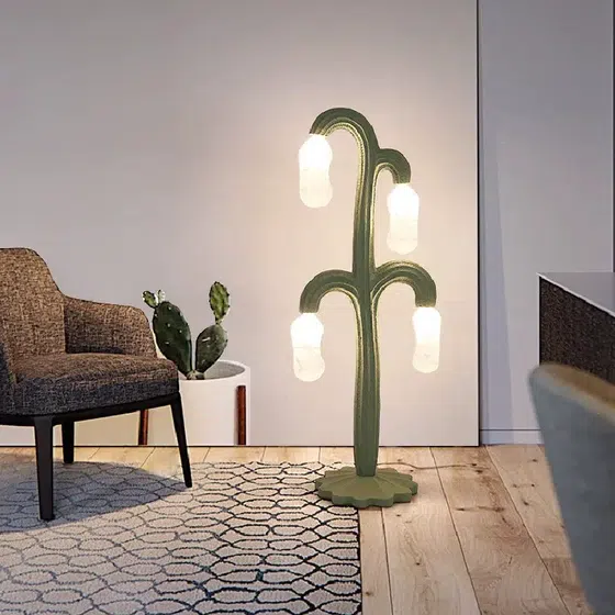 Cactus Type Glass Resin LED Floor Light in Glass and Resin, scale view