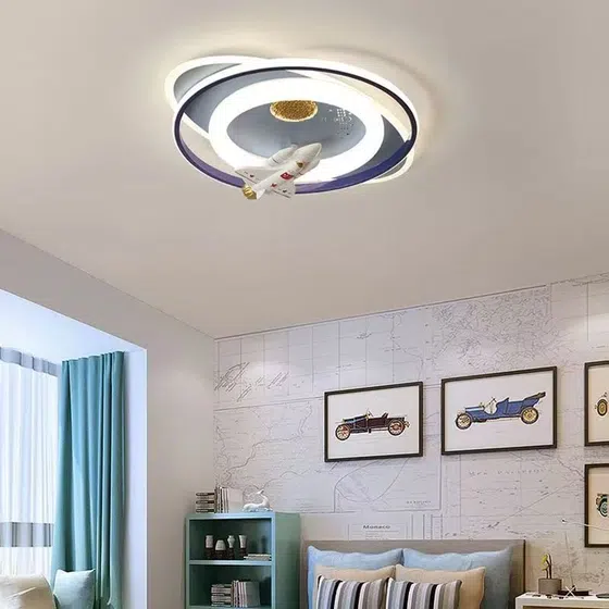 H19CM Cartoon Astronaut Iron Modern LED Ceiling Lamp in Iron and Resin and Plastic and Acrylic, installed view
