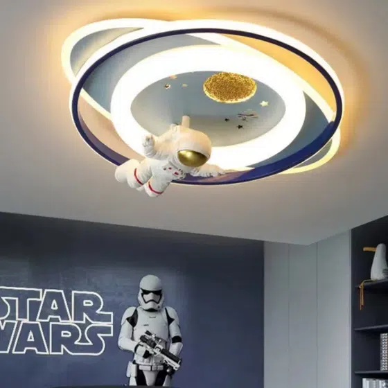 H19CM Cartoon Astronaut Iron Modern LED Ceiling Lamp in Iron and Resin and Plastic and Acrylic, scale view