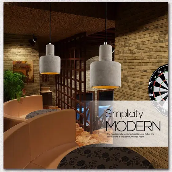 Cement LED Hanging Pendant Lamp in Cement, detail view