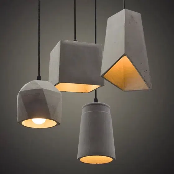 Cement LED Hanging Pendant Lamp in Cement, scale view