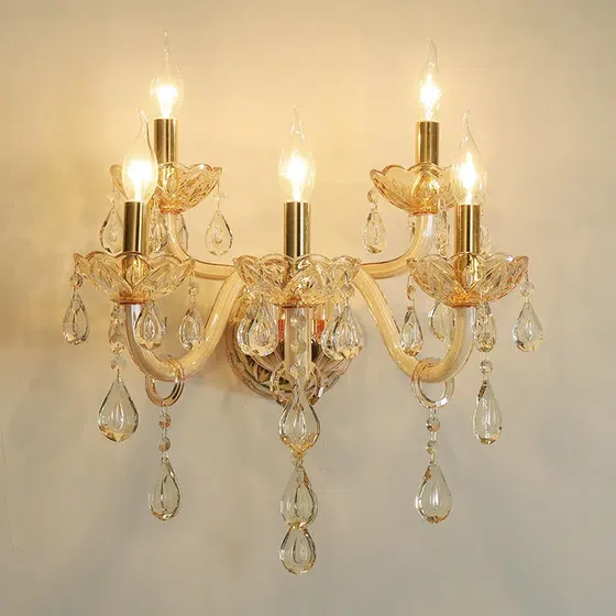 Champagne Glass Crystal Wall Lamp in Glass and Iron and Crystal, product photograph