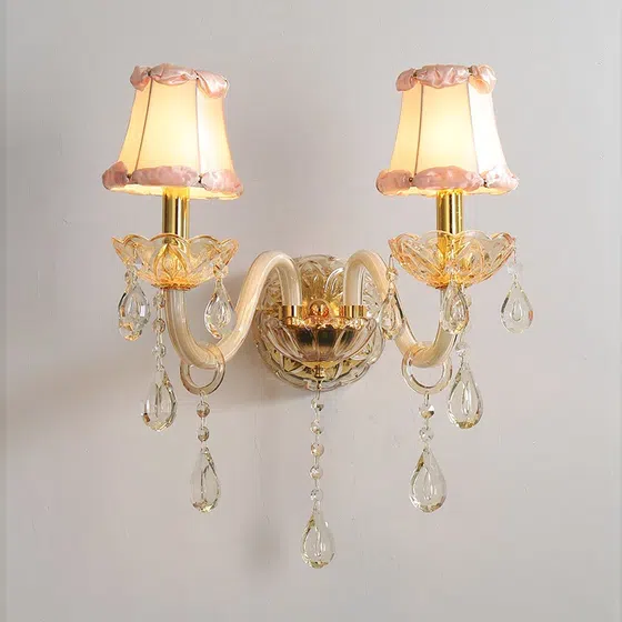 Champagne Glass Crystal Wall Lamp in Glass and Iron and Crystal, installed view