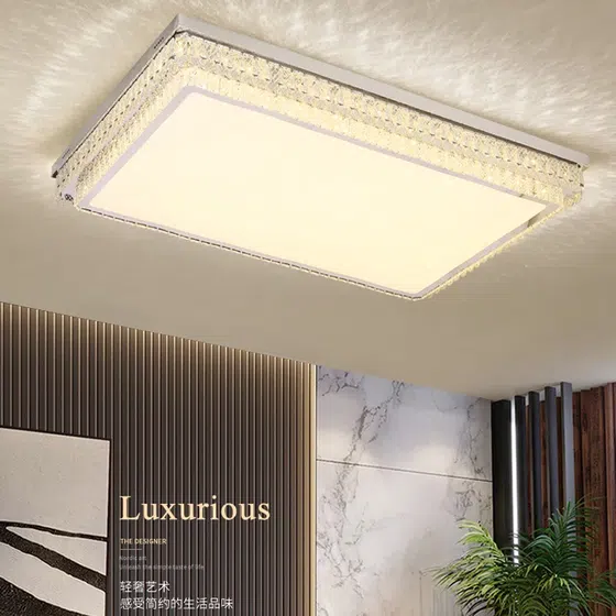 Chrome Crystal Acrylic Ceiling Lamp in Stainless Steel and Crystal and Acrylic, detail view