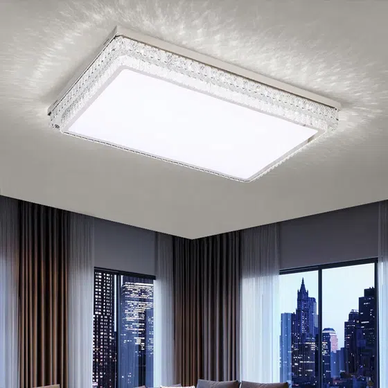 Chrome Crystal Acrylic Ceiling Lamp in Stainless Steel and Crystal and Acrylic, installed view