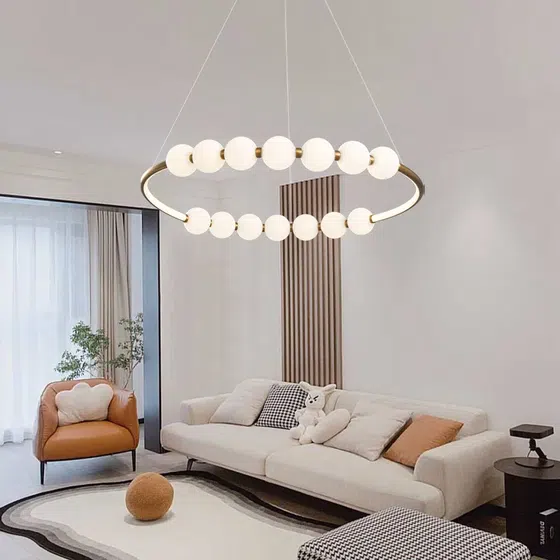 Circle Ring Acrylic LED Pendant Lamp in Aluminum and Acrylic, detail view