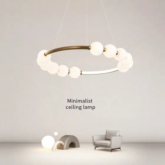 Circle Ring Acrylic LED Pendant Lamp in Aluminum and Acrylic, installed view