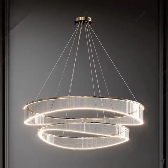 Circle Ring Transparent Acrylic Pendant Light in Aluminum Plating and Acrylic, product photograph