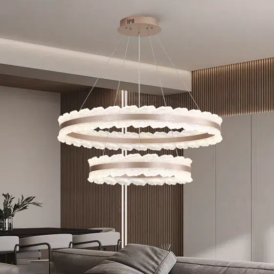 Circle Ceiling Acrylic Pendant Light in Aluminum and Acrylic, detail view