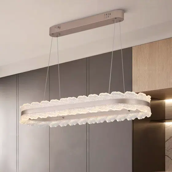 Circle Ceiling Acrylic Pendant Light in Aluminum and Acrylic, installed view