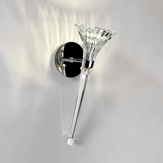 Clear Glass Crystal Wall Light in Stainless Steel and Hardware and Glass/Crystal, product photograph