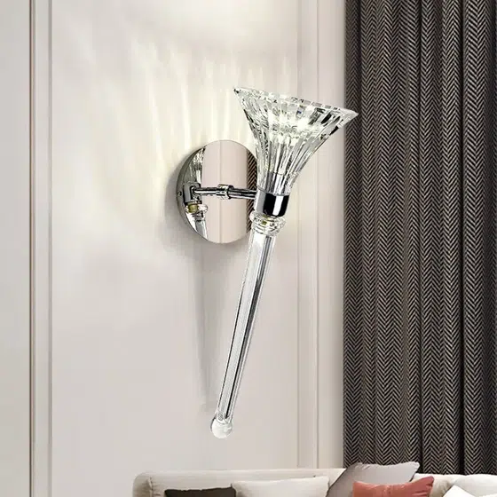 Clear Glass Crystal Wall Light in Stainless Steel and Hardware and Glass/Crystal, installed view