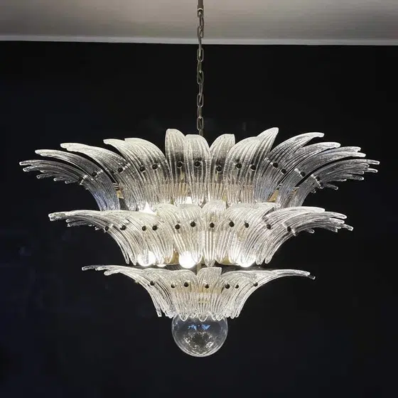 Amber Clear Pink White Glass Pendant Lamp in Iron Plating and Glass, scale view