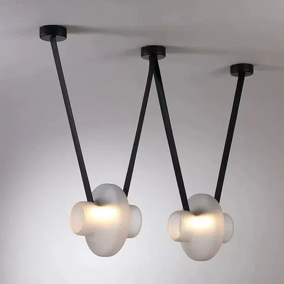Clear Frosted Smoke Grey Belt Glass Pendant Light in Belt and Glass, product photograph