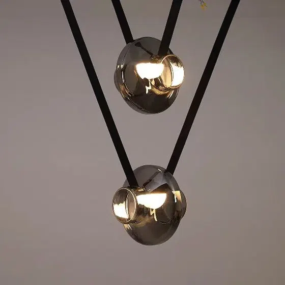 Clear Frosted Smoke Grey Belt Glass Pendant Light in Belt and Glass, installed view
