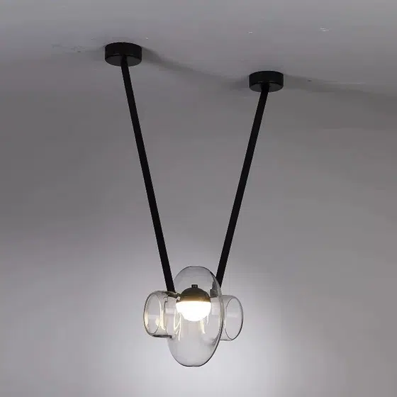 Clear Frosted Smoke Grey Belt Glass Pendant Light in Belt and Glass, scale view