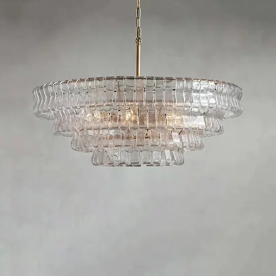 E14 Clear Smoke Grey Glass Pendant Light in Iron Plating and Glass, detail view