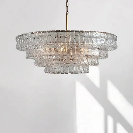 E14 Clear Smoke Grey Glass Pendant Light in Iron Plating and Glass, installed view
