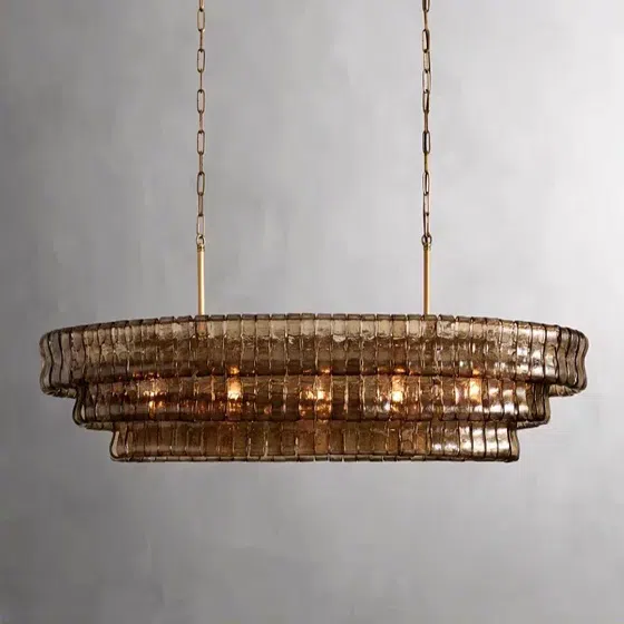 E14 Clear Smoke Grey Glass Pendant Light in Iron Plating and Glass, scale view