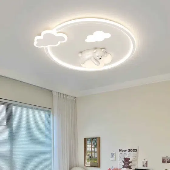Cloud Children’s Room Acrylic LED Ceiling Light in Iron and Resin and Plastic and Acrylic, installed view