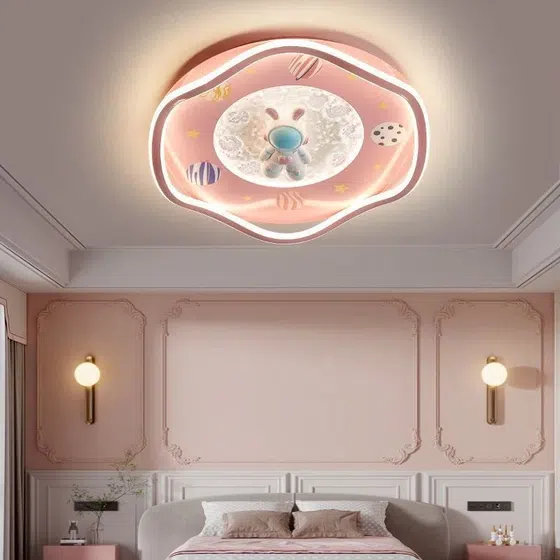 Universe Dream Clouds Airplane Rabbit Ceiling Light in Iron and Resin and Acrylic, detail view
