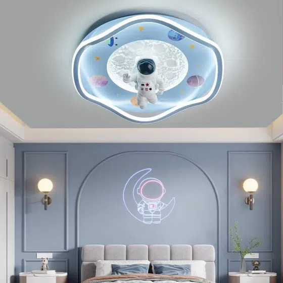 Universe Dream Clouds Airplane Rabbit Ceiling Light in Iron and Resin and Acrylic, installed view