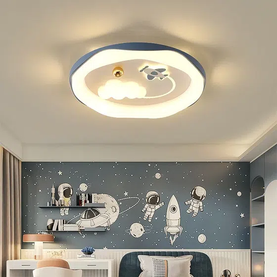 Universe Dream Clouds Airplane Rabbit Ceiling Light in Iron and Resin and Acrylic, scale view
