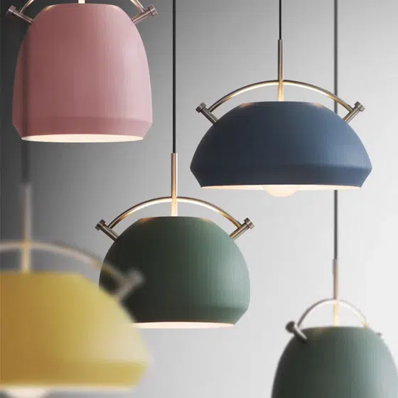 Colorful Aluminum Iron Pendant Light in Aluminum Cover and Iron Bracket, installed view