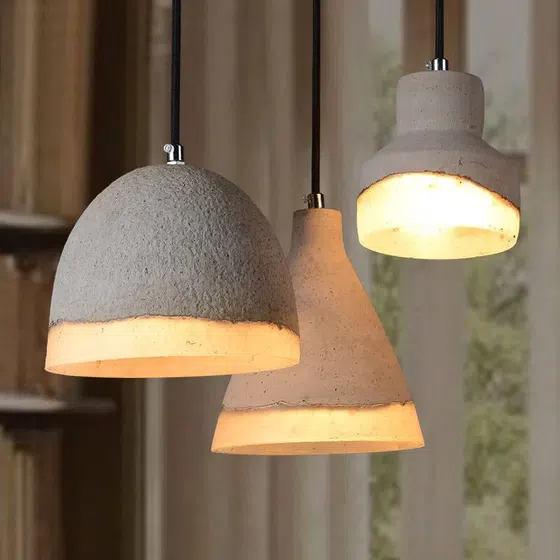 Concrete Resin Cement Pendant Lamp in Cement and Resin, detail view