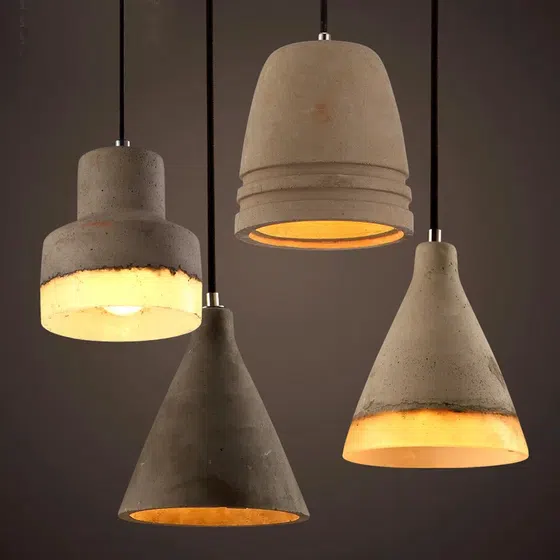 Concrete Resin Cement Pendant Lamp in Cement and Resin, installed view