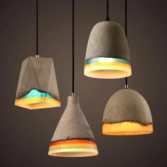 Concrete Resin Cement Pendant Lamp in Cement and Resin, scale view