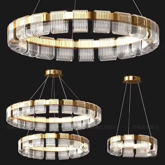 D100CM Copper Aluminum Ring Pendant Light in Aluminum, product photograph