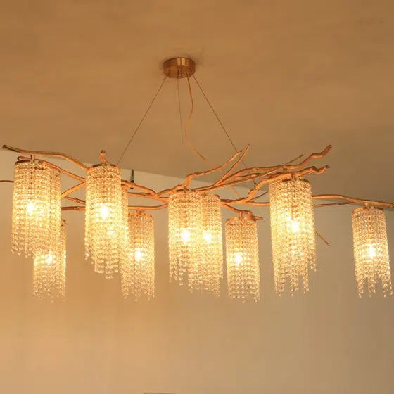 H45CM Copper Chandelier Crystal Branch in Copper and Crystal, detail view