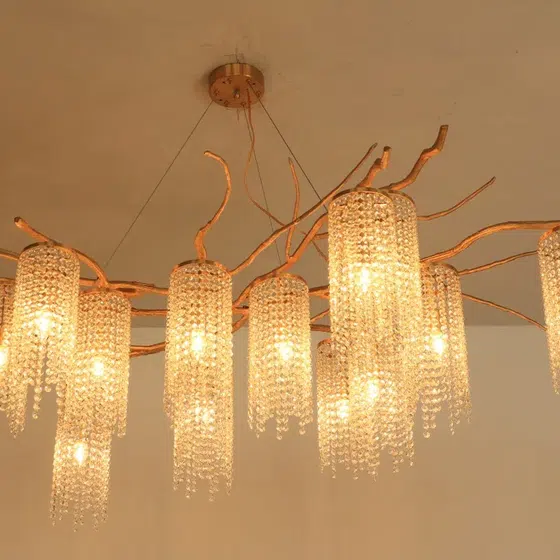 H45CM Copper Chandelier Crystal Branch in Copper and Crystal, installed view