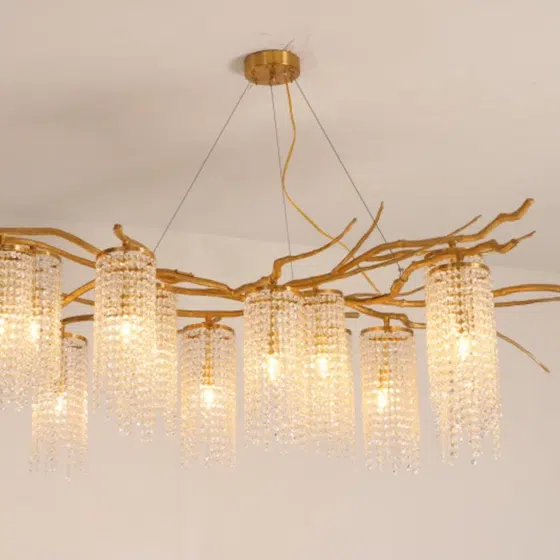 H45CM Copper Chandelier Crystal Branch in Copper and Crystal, scale view