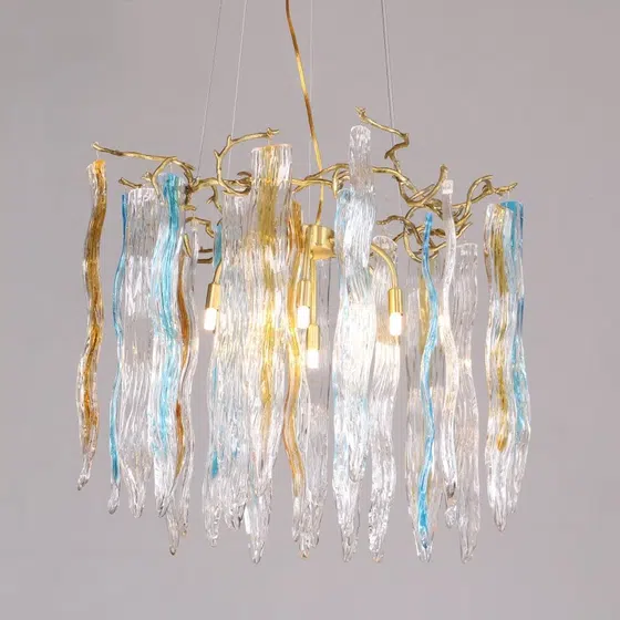 H55CM Copper Chandelier Glass Colorful in Copper and Glass, product photograph