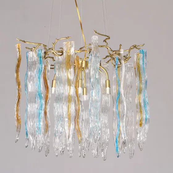 H55CM Copper Chandelier Glass Colorful in Copper and Glass, installed view