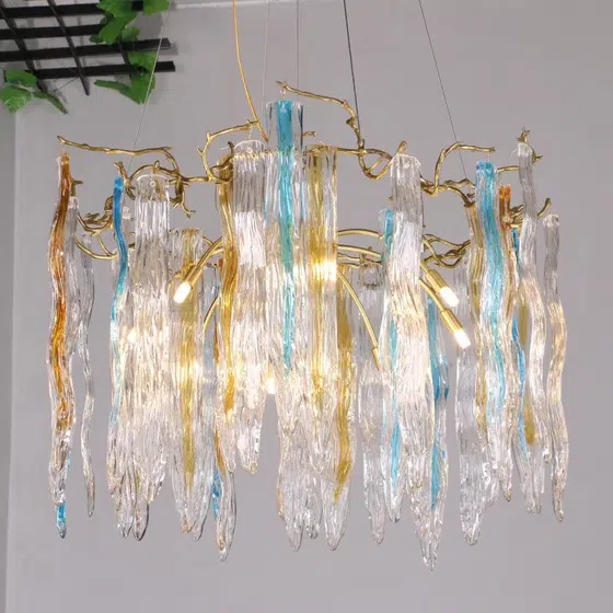H55CM Copper Chandelier Glass Colorful in Copper and Glass, scale view