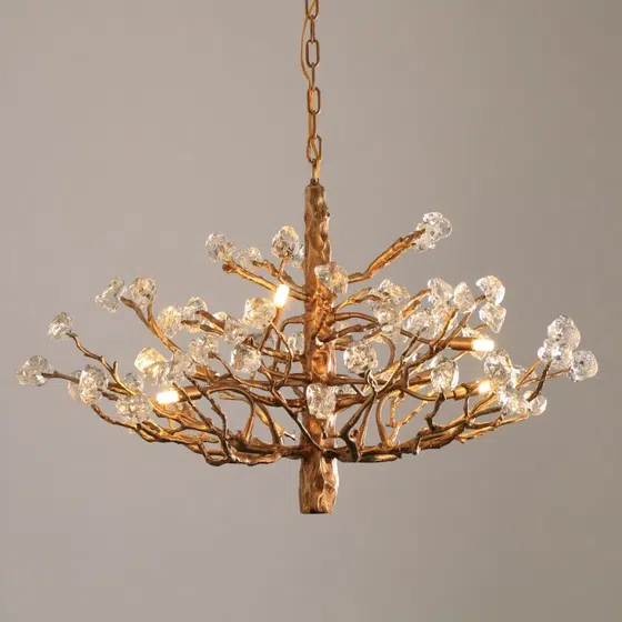 All-Copper Chandelier LED Glass Branch in Copper and Glass, product photograph