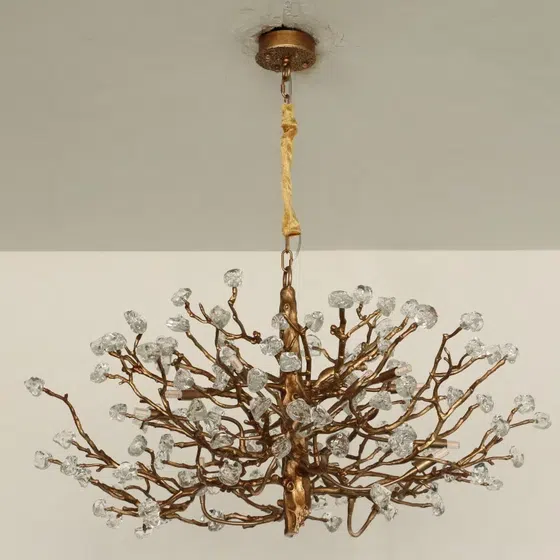 All-Copper Chandelier LED Glass Branch in Copper and Glass, scale view
