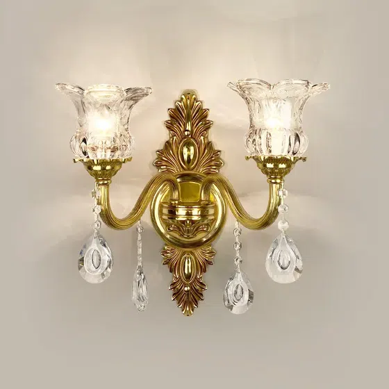Copper Crystal LED Wall Lamp in Iron and Glass and Crystal, product photograph